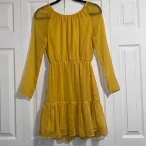 Divided H&M yellow textured chiffon dress